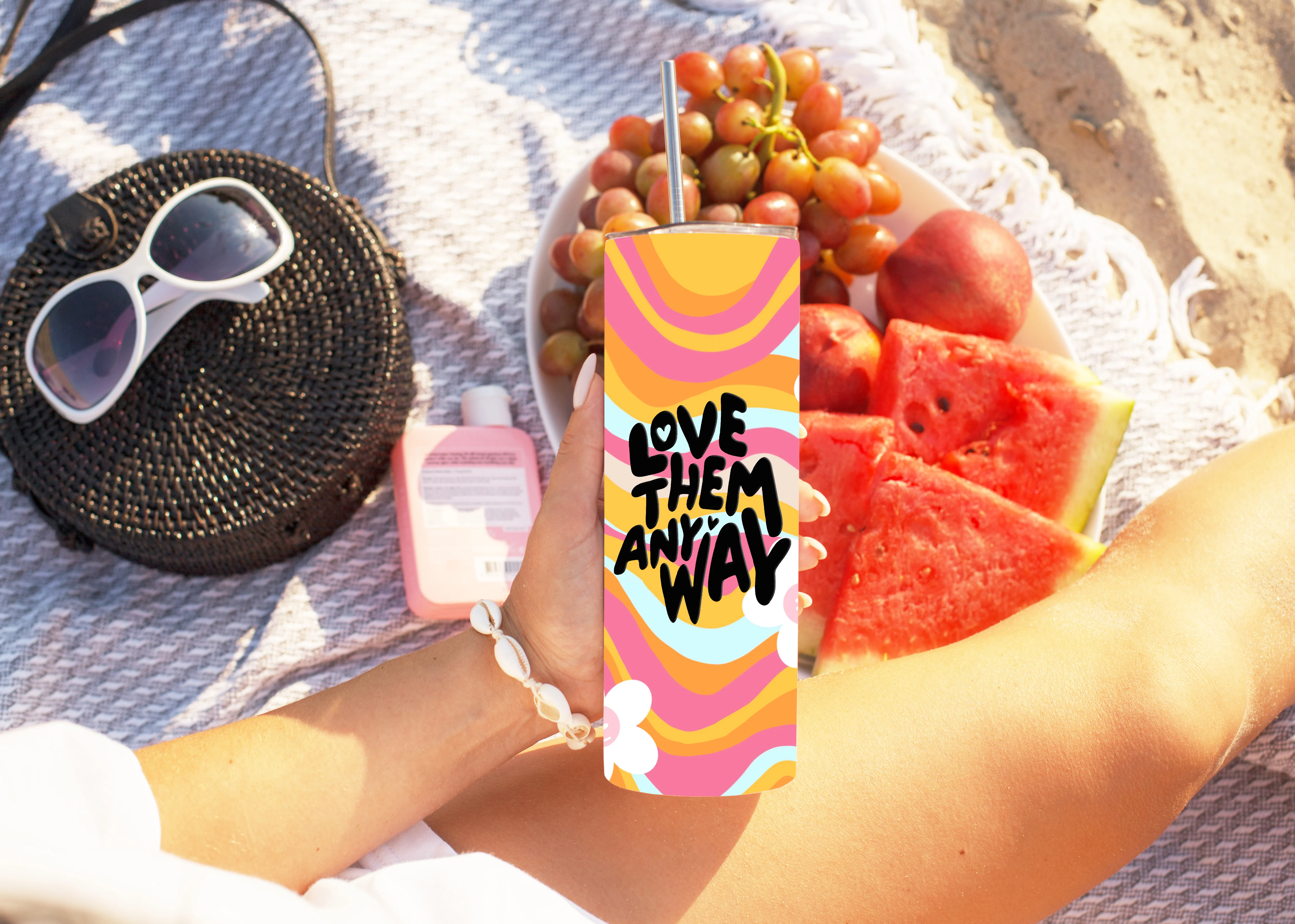 LOVE THEM ANYWAY 20 OZ. SKINNY STAINLESS STEEL TUMBLER - Image 2
