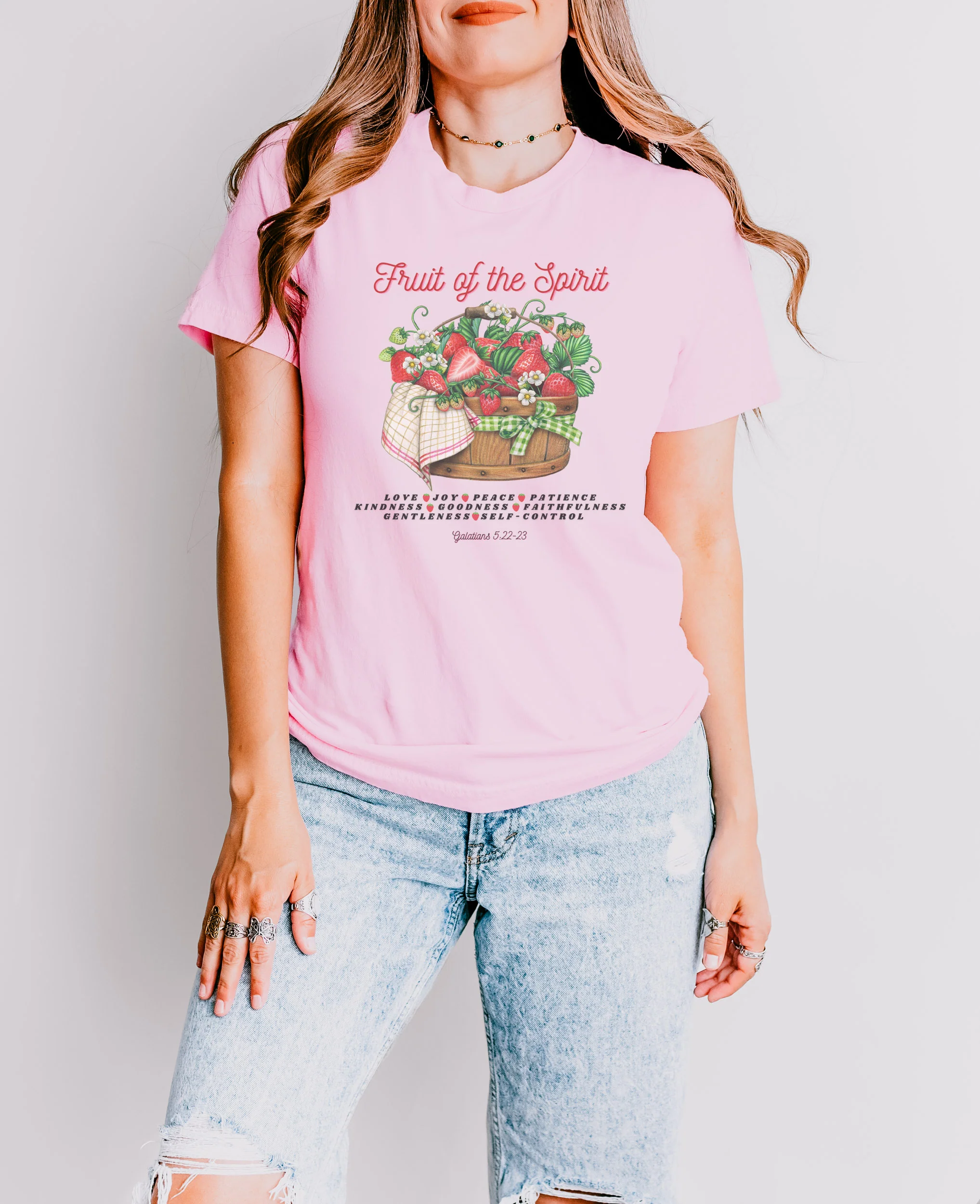 FRUIT OF THE SPIRIT STRAWBERRY BASKET UNISEX TEE - Image 2