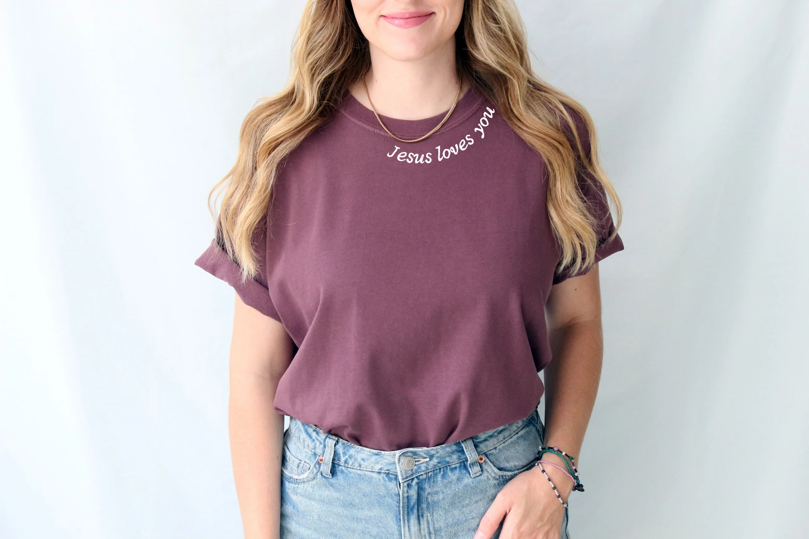 JESUS LOVES YOU AROUND THE NECK UNISEX TEE