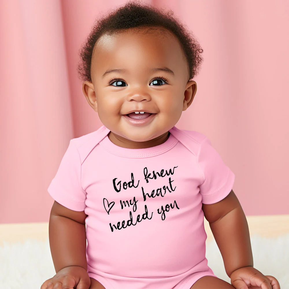 "GOD KNEW MY HEART NEEDED YOU" BODYSUIT IN PINK - Image 2