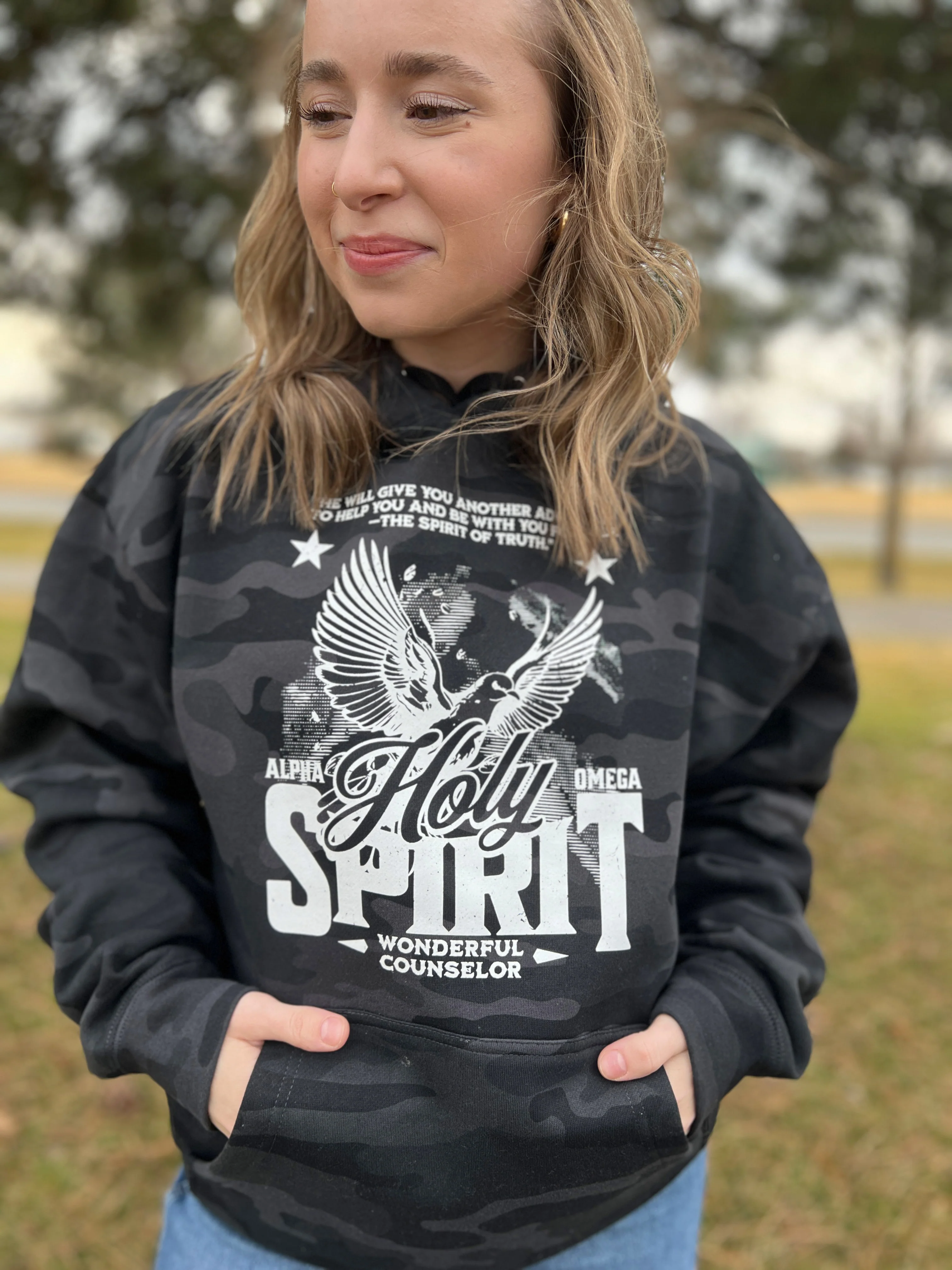 SPIRIT OF TRUTH WITH EAGLE UNISEX CAMO HOODED SWEATSHIRT - Image 3