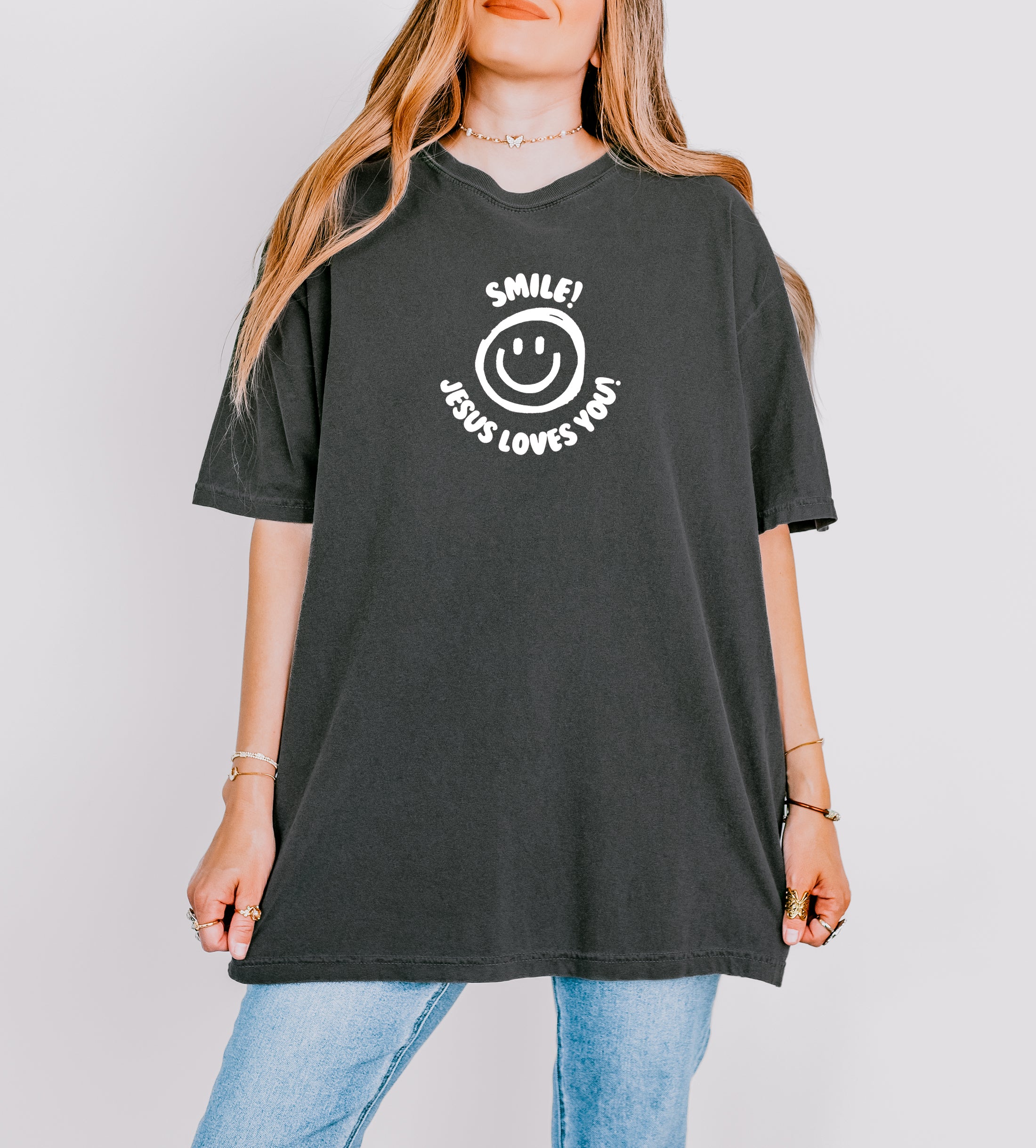 SMILE JESUS LOVES YOU! UNISEX TEE - Image 2
