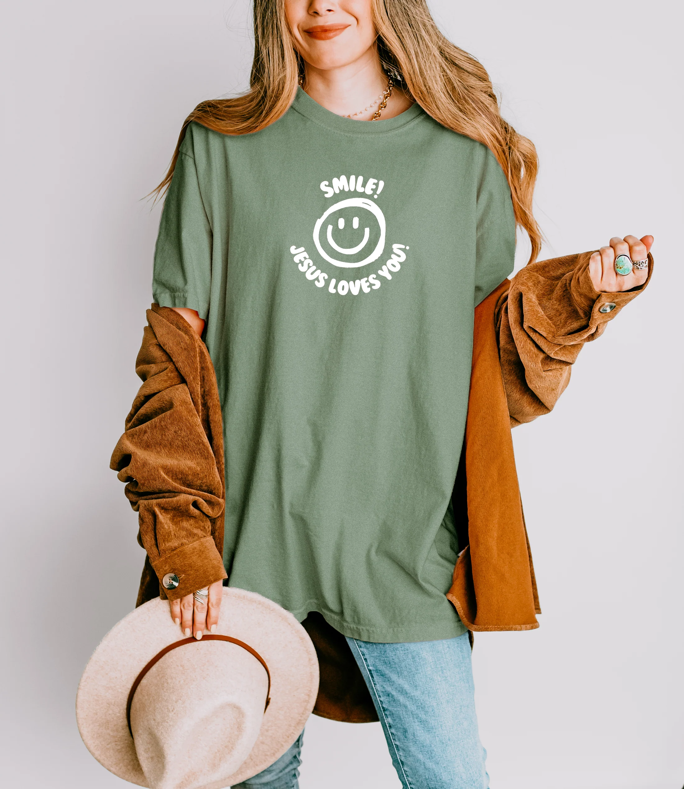 SMILE JESUS LOVES YOU! UNISEX TEE - Image 3