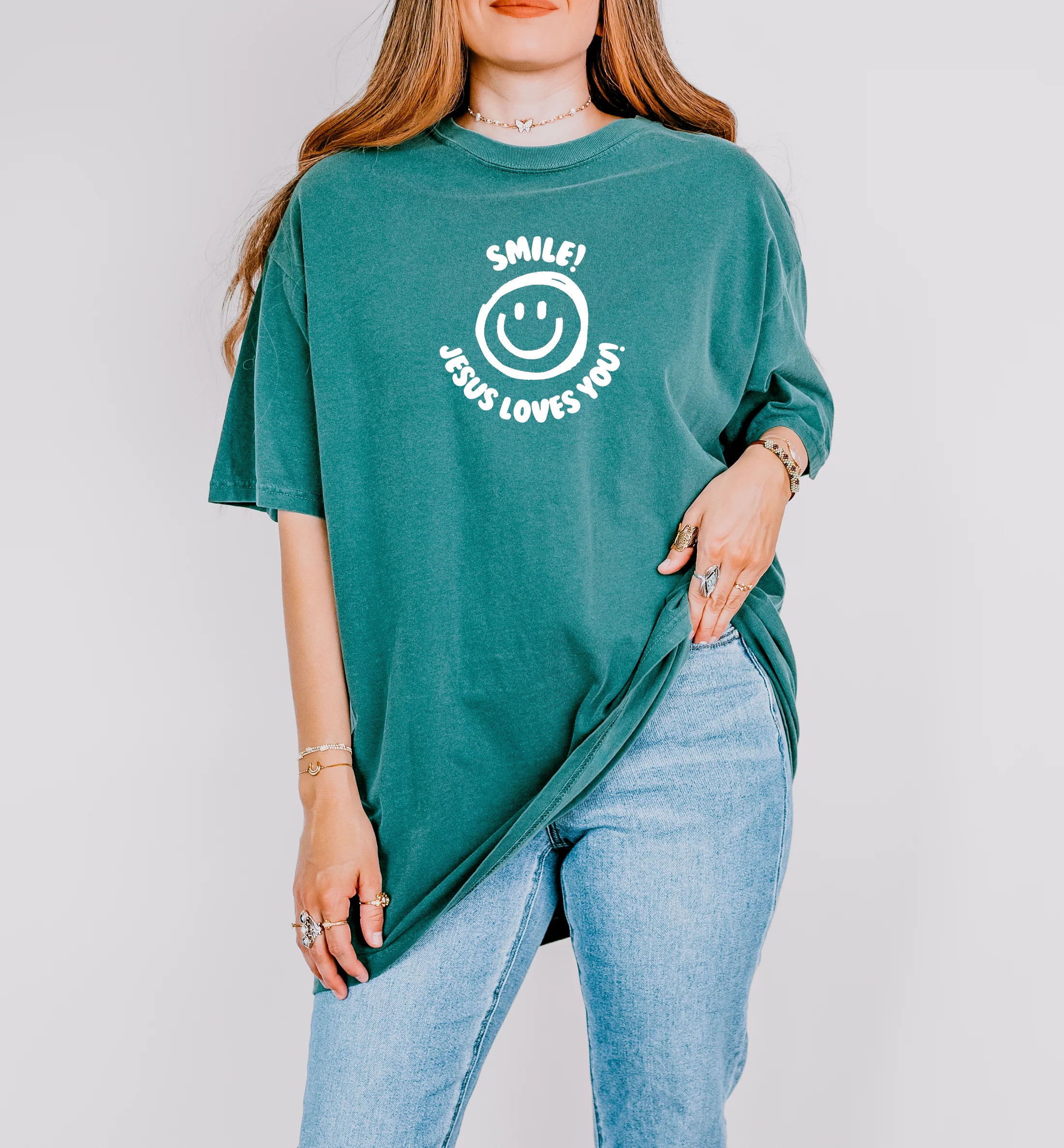 SMILE JESUS LOVES YOU! UNISEX TEE - Image 4